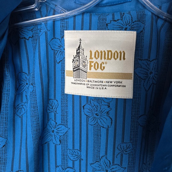 London Fog Women's Blue Trench Coat Belted Raincoat Size‎ 10 REG Made USA - Picture 3 of 10